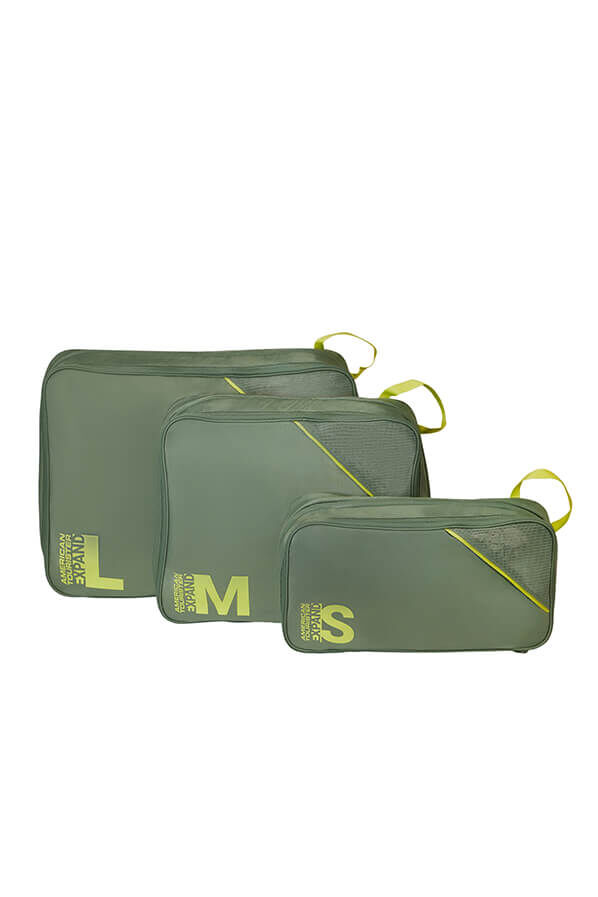 Packing Cubes Set med 3 packkuber | American Tourister American Tourist. Ta Packing Cubes S/M/L  Olive/Lime