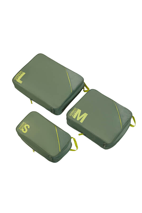 Packing Cubes Set med 3 packkuber | American Tourister American Tourist. Ta Packing Cubes S/M/L  Olive/Lime