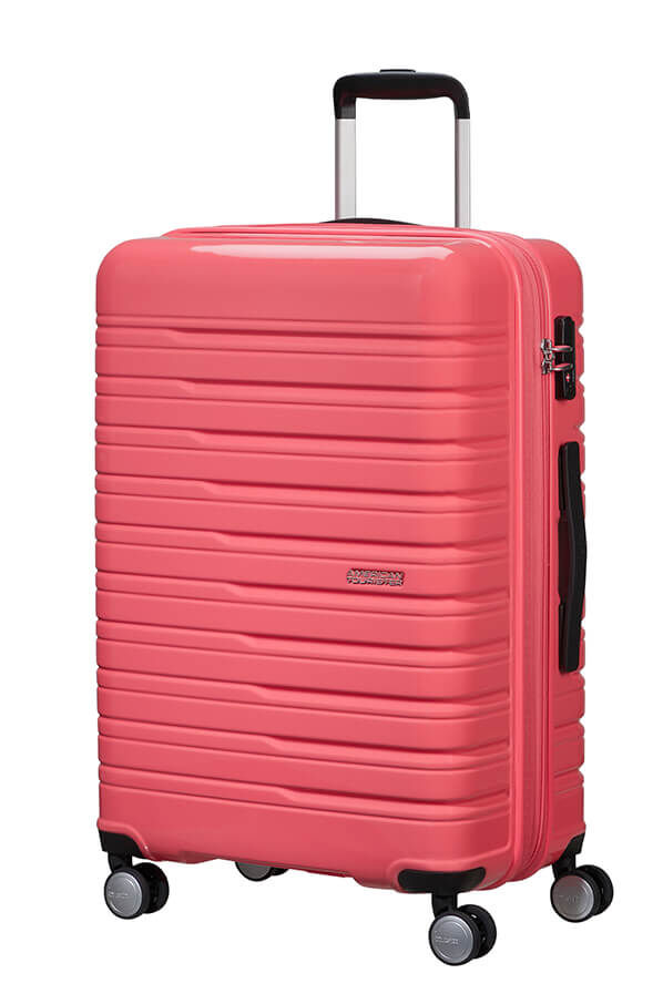 Flashline Pop Medium incheckning | American Tourister Flashline Pop Spinner Exp TSA 67cm  Coral Pink