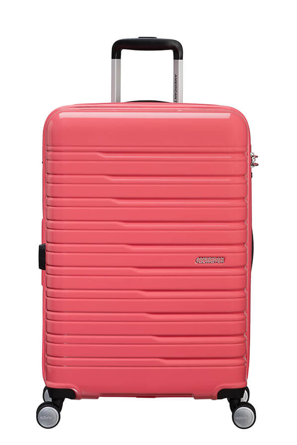 Flashline Pop Medium incheckning | American Tourister Flashline Pop Spinner Exp TSA 67cm  Coral Pink
