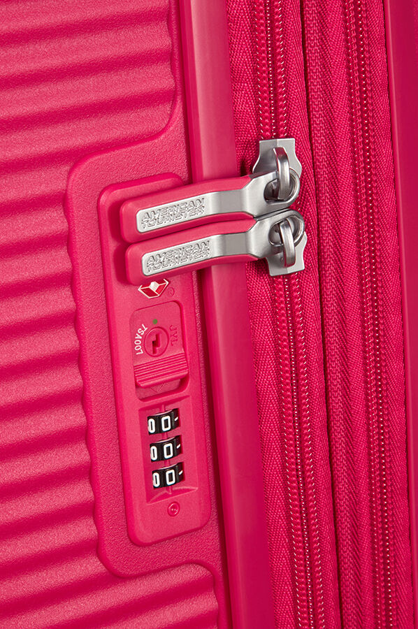 SoundBox Medium incheckning | American Tourister Soundbox Spinner Expandable 67cm Lightning Pink